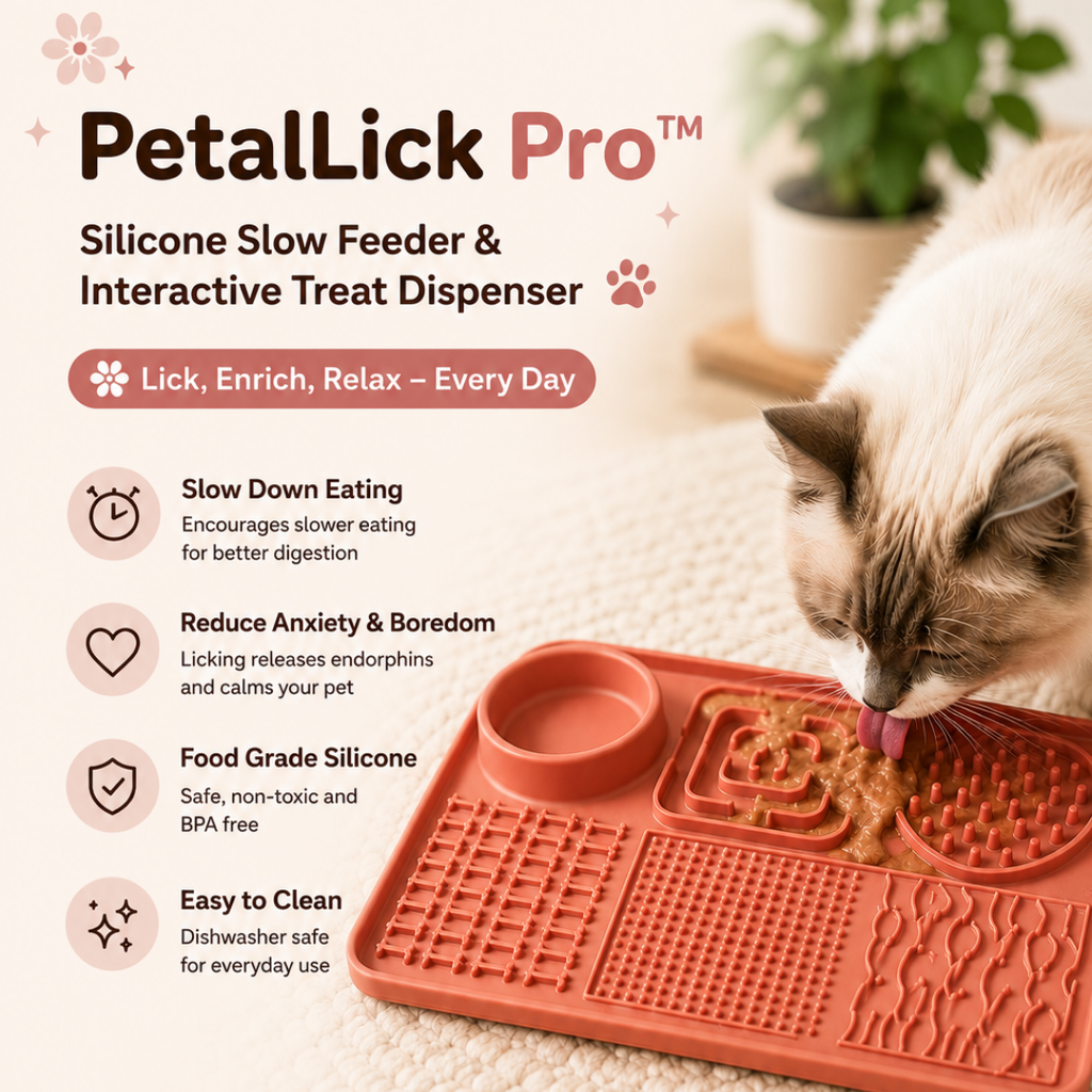 PetalLick Pro™: Silicone Slow Feeder & Interactive Treat Dispenser