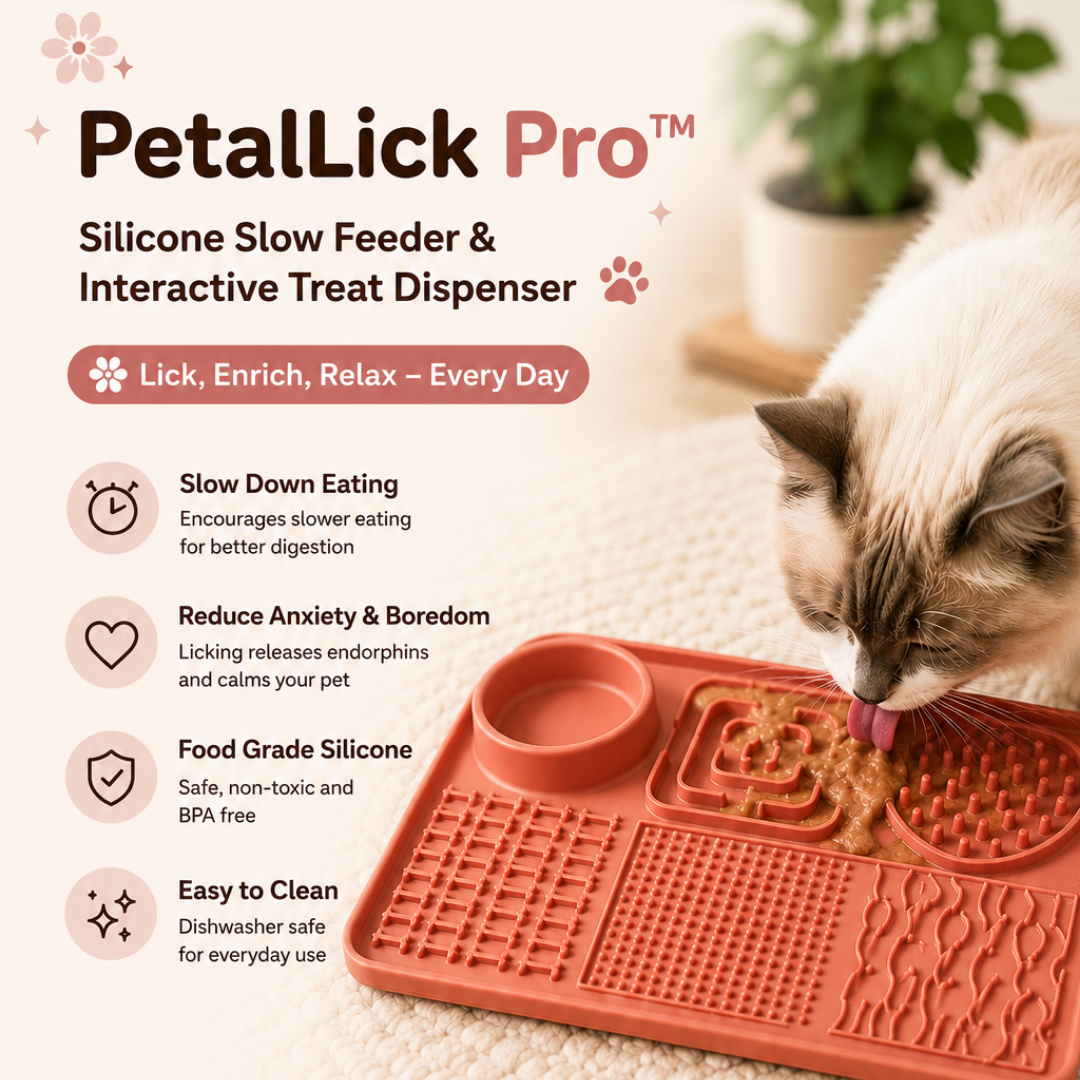 PetalLick Pro™: Silicone Slow Feeder & Interactive Treat Dispenser