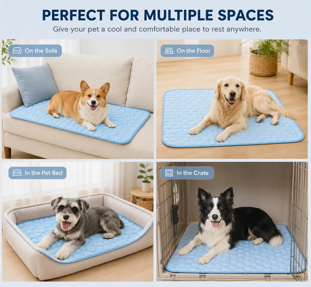 Summer Cooling Pet Mat – Ice Silk Bed for Dogs & Cats Pet Bloom Studio