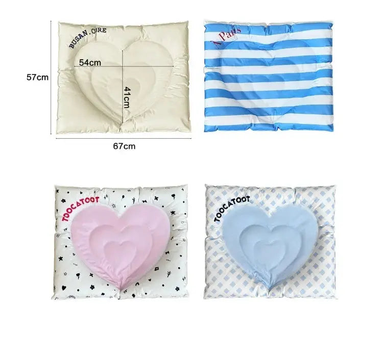 BloomHeart™ Cooling Pet Mat – Heart-Shaped Summer Bed for Cats & Small Dogs Pet Bloom Studio